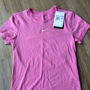 Nike Kids Pink Short Sleeve Crew Tee with Swoosh